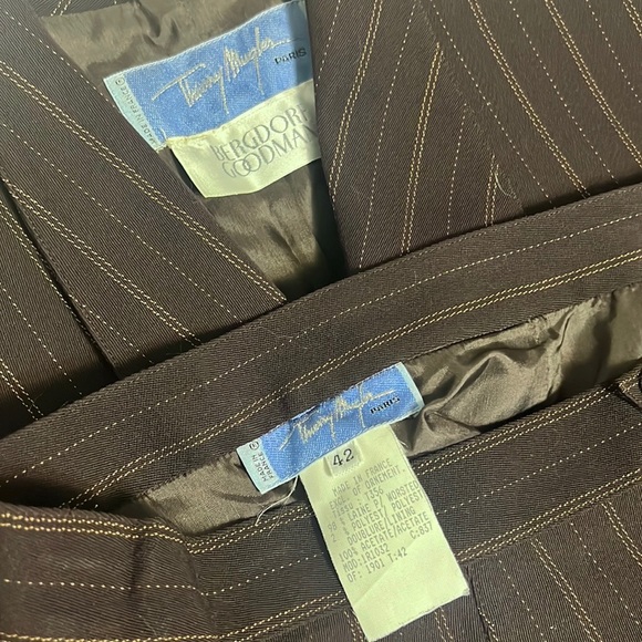 Thierry Mugler Vintage 1980’s Brown Wool Striped Suit Pant Set, size 42 - Picture 7 of 17